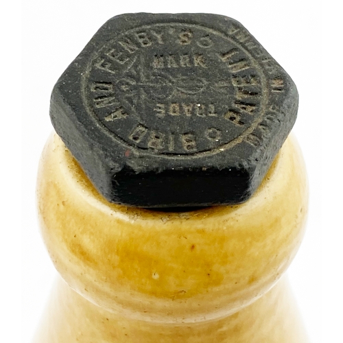 57 - BIRMINGHAM GINGER BEER BOTTLE. 8.25ins tall to top of stopper. Ch, t.t., black transfer H. KENWAY LT... 