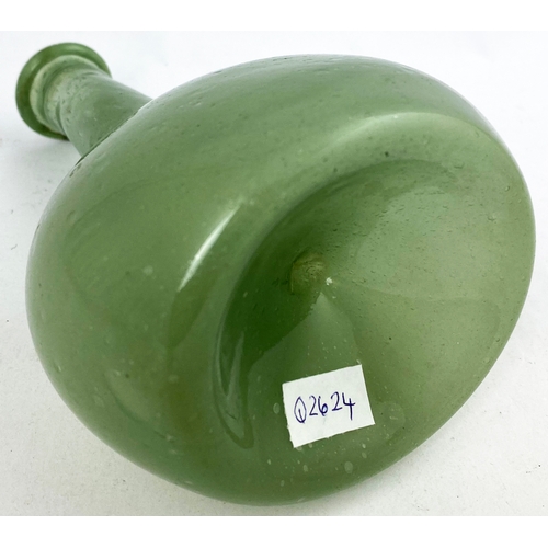 70 - FREEBLOWN PHIAL TYPE BOTTLE. 6.75ins tall. Light greeny/ aqua. Long crude neck, thin rolled lip & eq... 