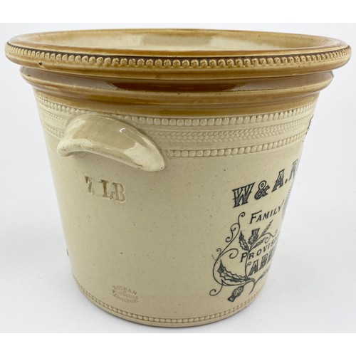 1 - ABERFELDY BUTTER CROCK. 7.75ins tall, t.t., 2 small side handles. Much wheeled decoration. Thistle d... 