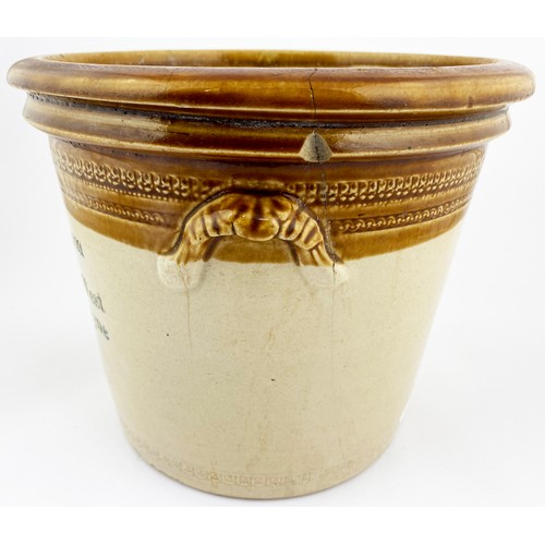 4 - NEWCASTLE ON TYNE BUTTER CROCK. 9ins tall, t.t., inc lid. 2 side handles. 10lb/ KEITH & DEBENHAM, im... 