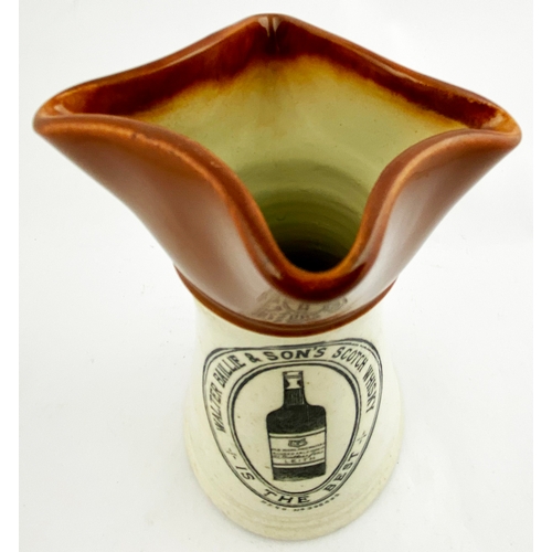 317 - WALTER BAILLIE WHISKY JUG. 7ins tall. T.t., black transfer, rear handle, double sided transfer WALTE... 