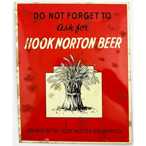 12 - HOOK NORTON METAL STAND UP BAR SIGN. 10 x 8ins Red Black and cream tin sign on cardoard with fold ou... 