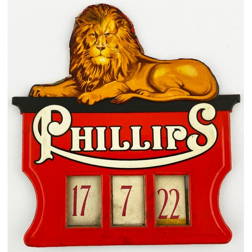 16 - PHILLIPS PERPETUAL CALENDER. 8 x 8ins Multicoloured cardboard perpetual calender. Pict of lion laid ... 