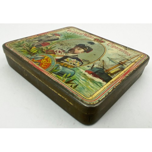 19 - PRINCE OF WALES CIGARETTES TIN. 3.5 x 3ins. Multicoloured images to front plus print on the lid insi... 