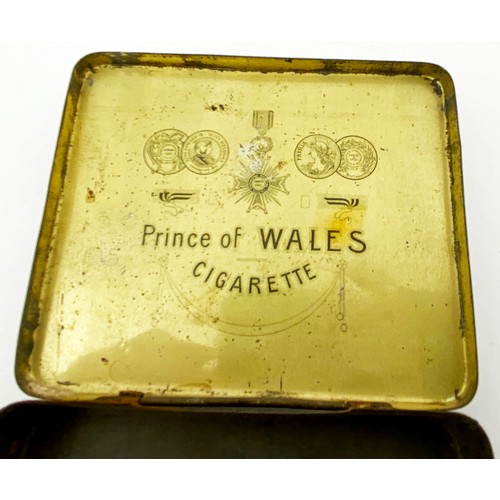 19 - PRINCE OF WALES CIGARETTES TIN. 3.5 x 3ins. Multicoloured images to front plus print on the lid insi... 