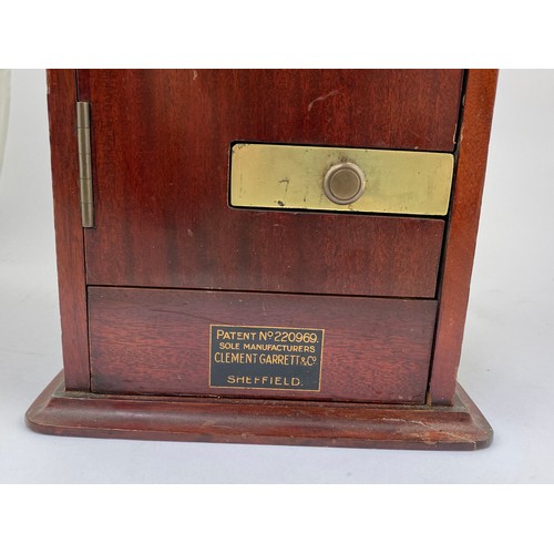 30 - RICHMOND GEM CIGARETTE MACHINE. 22.5ins tall, 7.5ins wide, 8.5ins length. Single dark wooden machine... 