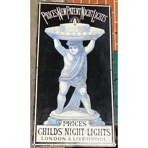 35 - PRICES CHILDS NIGHT LIGHTS ADVERTISING ENAMEL SIGN. 27 x 51.5ins. Pict of child in toga holding up a... 