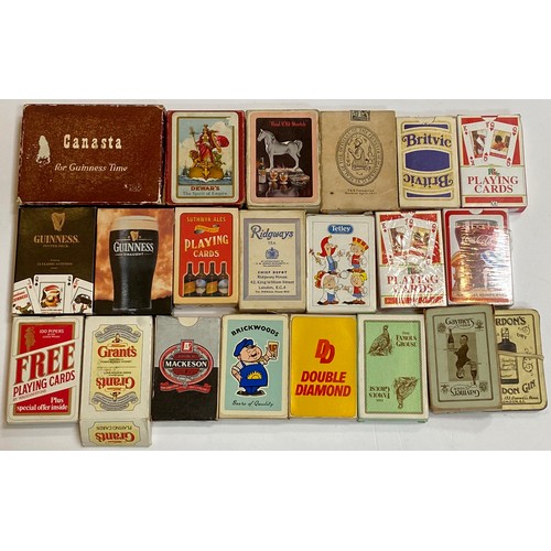 45 - ADVERTISING PACKS OF DRINKS RELATED PLAYING CARDS. A very good spread from whisky, Guinness, Gin, Be... 