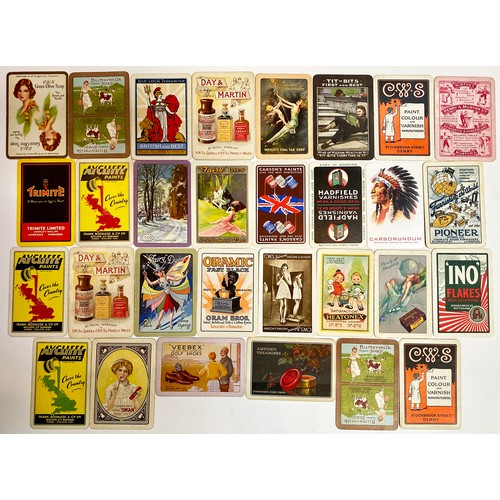 57 - ADVERTISING PLAYING CARDS SELECTION. A large range of single products: Dyes, Polish, Paints etc (30)