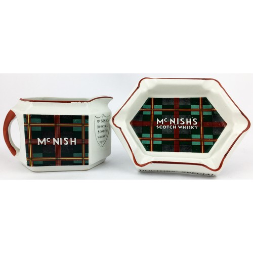 62 - Mc NISH DOCTORS SPECIAL BAR TOP JUG & ASHTRAY. Jug 3.2ins tall. Hexagonal jug fits neatly into the h... 