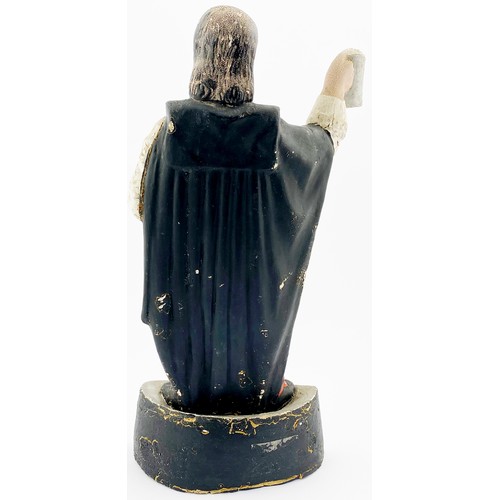 70 - CAVALIER BACKBAR FIGURE. 13ins tall. Rubberoid advertising figure of dapperly dressed man holding a ... 