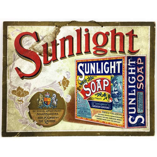 75 - SUNLIGHT SOAP SHOWCARD. 12 x 9.5ins. Multicoloured Show card Box of soap pictorial. Large crease acr... 