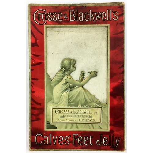 76 - CROSSE & BLACKWELL SHOWCARD. 18.5x12ins Calves Feet Jelly raised imange of a girl holding glass and ... 