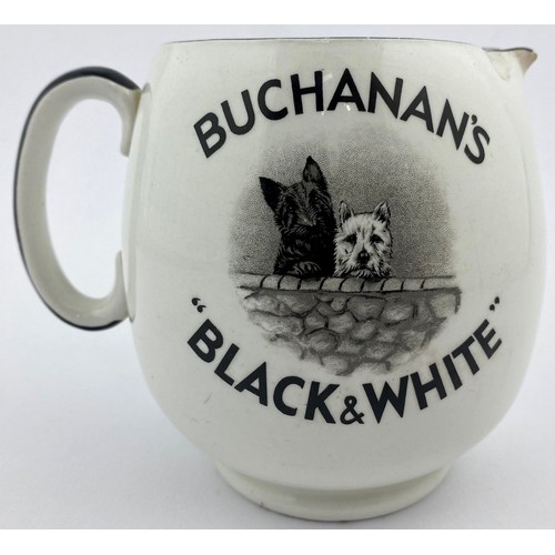 81 - BUCHANANS BLACK & WHITE WATER JUG. 5ins tall. BUCHANANS/ ASK FOR IT/ BLACK & WHITE. Black & White im... 