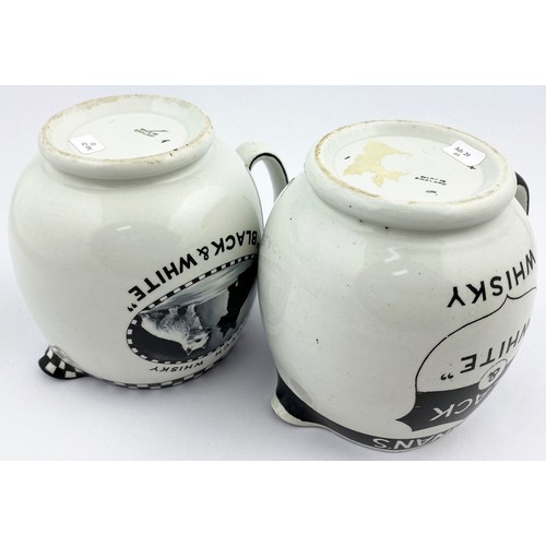 84 - UCHANANS BLACK & WHITE WATER JUG DUO. Tallest 5ins tall. Both different images, double sided, dogs s... 