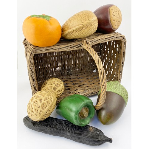 91 - CERAMIC SHOP FRUIT & VEG DISPLAY PIECES. Largest 11.5 x 2ins. Variety of highly detailed & naturalis... 