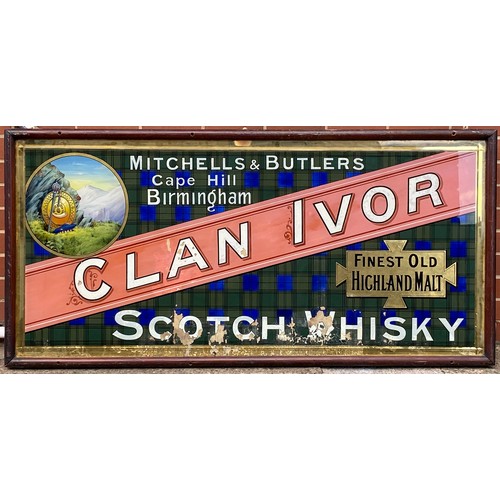 112 - MITCHELLS & BUTLERS SCOTCH WHISKY ADVERTISING MIRROR. 32 tall, 66.5 length, 3.5ins wide. Multicolour... 