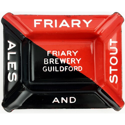 113 - FRIARY STOUT ENAMELLED ASHTRAY. 4 x 5ins diam. Striking bold colours, impressed lettering, two tiny ... 