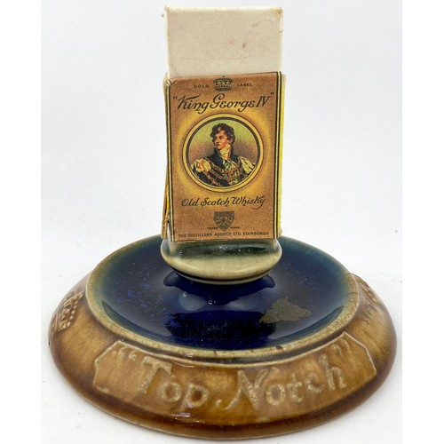 117 - ROYAL DOULTON KING GEORGE IV MATCH HOLDER/ STRIKER. 4.25ins tall. Circular base with embossed letter... 