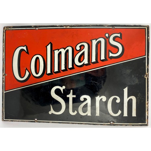 137 - COLEMANS STARCH ENAMEL SIGN. 18 x 12ins Simple small size enamel sign in red, black & white. Surface... 