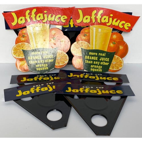 140 - JAFFAJUCE ADVERTISING GROUP. Largest 15 x 9ins. Two stand up card adverts with oranges on plus sever... 