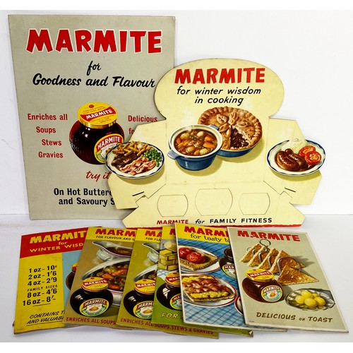 145 - MARMITE STAND UP CARD ADVERTS. Largest 13 x 9.5ins. All advertising Marmite. All different images of... 