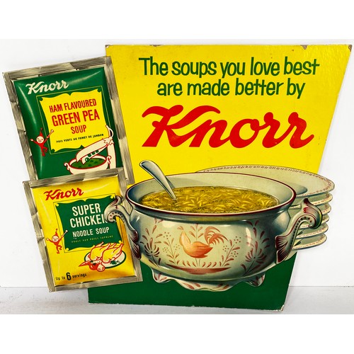 150 - KNORR STAND UP SOUP CARD ADVERT. 16 x 13.5ins. Bowl of soup with two different packets to side. A li... 