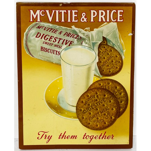 152 - MCVITIE & PRICE DIGESTIVE BISCUITS LAMINATED STAND UP ADVERT. 7.5 x 9.5ins. Featuring packet of bisc... 