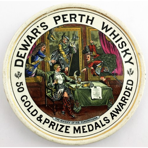 156 - DEWARâS PERTH WHISKY COASTER. 6.25ins diam. Multicoloured central image THE WHISKY OF HIS FOREFATH... 