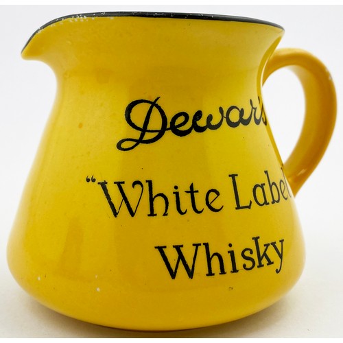 159 - DEWARS WHISKY. WATER JUG. 3ins tall. Yellow with handle, black lettering & rim top. DEWARS/ WHITE LA... 