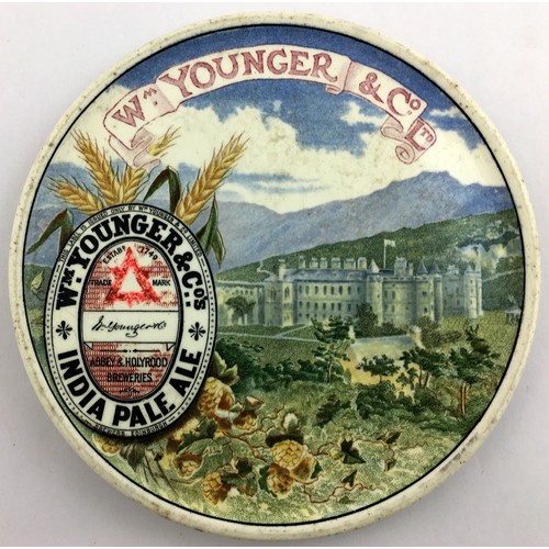 164 - WM YOUNGER & CO LTD COASTER. 6ins diam. Multicoloured circular coaster, building pict to centre with... 