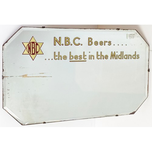 193 - NORTHAMPTON BREWERY COMPANY MIRROR. 13 x 22ins. Gold lettering under glass, wooden backed with hangi... 