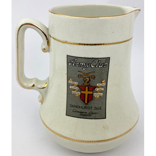 234 - ARMY CLUB CIGARETTES WATERJUG. 6.2ins tall. Off white with multicoloured central smoking gent motif ... 