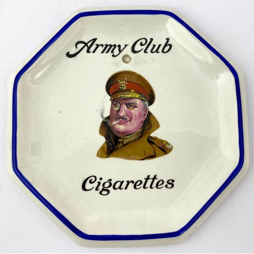 235 - ARMY CLUB CIGARETTES ASHTRAY. 8ins octagonal ashtray /dish. Off white with multicoloured central smo... 