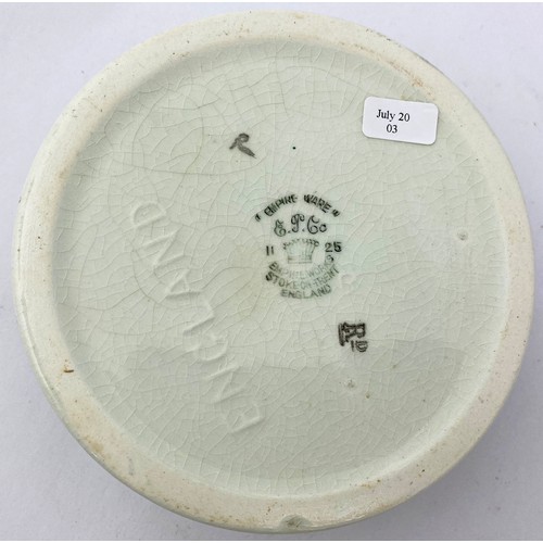 236 - ARMY CLUB CIGARETTES ASHTRAY. 4.75ins diam.Off white with multicoloured central smoking gent motif o... 