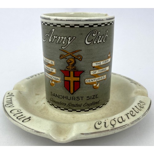 237 - ARMY CLUB CIGARETTES ASHTRAY. 5ins diam. Circular shtray and Multicoloured sandhurst crest to revers... 