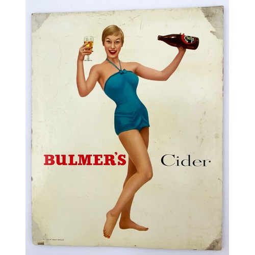 281 - BULMERS NUMBER FIVE STANDUP SHOWCARD DUO. 9.5x 7.5ins & 8x10ins Group of drinkers at bar pictorial a... 