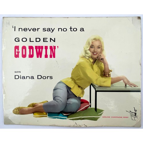 282 - GODWINS DIANA DORS ADVERTISING CARDS. 16ins longest 13 ins tallest. Multiple images of Diana Dors in... 