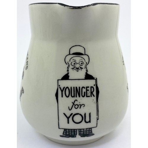 289 - WILLIAM YOUNGERS YOUNGER SCOTCH ALE PUB JUG. 4.5ins tall. Man holding plaque YOUNGER/ FOR/ YOU under... 