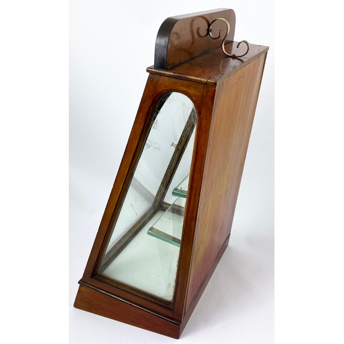 291 - PRICES PATENT CANDLE CO DISPLAY CABINET. 10.25 x 18ins. Wooden, wedge shape shop display cabinet, fr... 