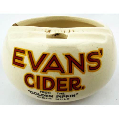 298 - EVANS CIDER ASHTRAY DUO. Largest 5ins diam. Pict of bonetted girl squeezing apple t. m. Mintons base... 