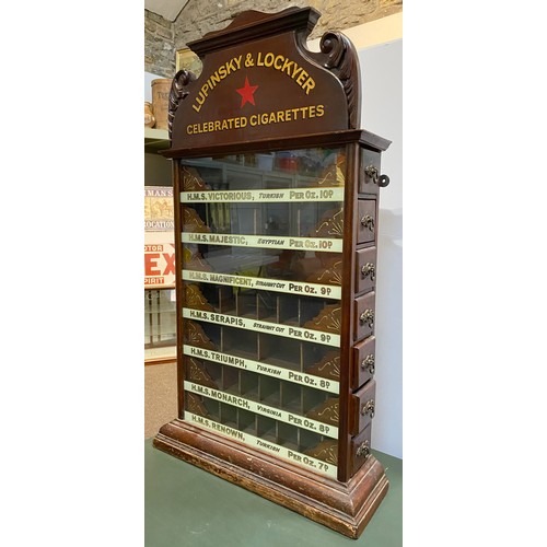 302 - LUPINSKY & LOCKYER CELEBRATED CIGARETTES ADVERTISING CABINET. 21.5 X 37.5. Lupinsky & Lockyer partne... 