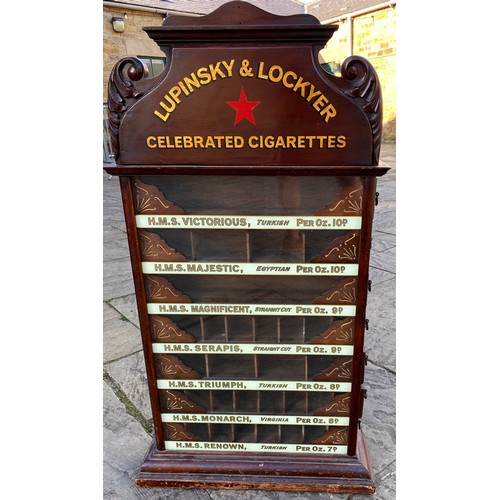 302 - LUPINSKY & LOCKYER CELEBRATED CIGARETTES ADVERTISING CABINET. 21.5 X 37.5. Lupinsky & Lockyer partne... 