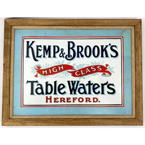 304 - HEREFORD FRAMED ENAMEL SIGN. 17 x 13ins to outer frame. KEMP & BROOKS/ HIGH CLASS/ TABLE WATERS/ HER... 