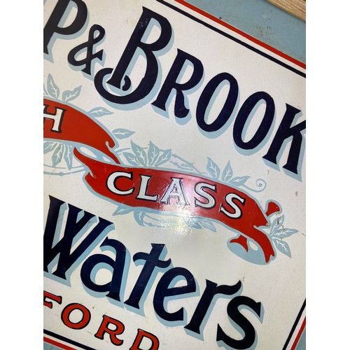 304 - HEREFORD FRAMED ENAMEL SIGN. 17 x 13ins to outer frame. KEMP & BROOKS/ HIGH CLASS/ TABLE WATERS/ HER... 