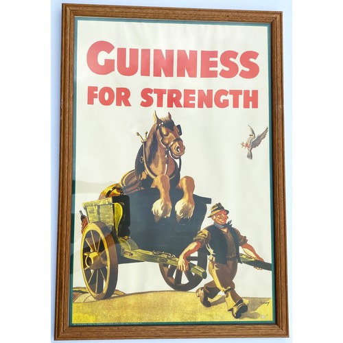 313 - GUINNESS FRAMED POSTER TRIO. 22 x 32ins. Not original but still very decorative with colourful image... 