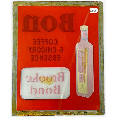 319 - BROOKE BOND BON ESSENCE GLASS WINDOW SIGN. 8x10ins. Again striking colours, thin delicate glass. Min... 