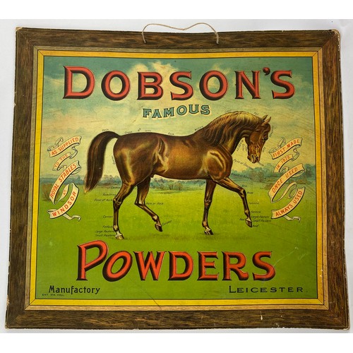 325 - DOBSONS POWDERS CARD ADVERT. 20.5 x 18.5ins. Central horse pict with parts of the body/ meat named. ... 