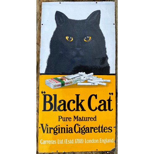 337 - BLACK CAT ENAMEL SIGN. 18 x 36ins tall. An absolutely stunning example of the exceptionally rare tal... 