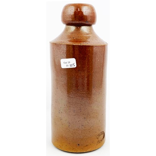 20 - JOSEPH BOURNE & SON GINGER BEER SAMPLE BOTTLE. 6.6incs tall. std, all tan, mid brown salt glaze, cor... 